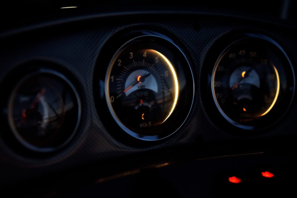 dark dashboard gauges
