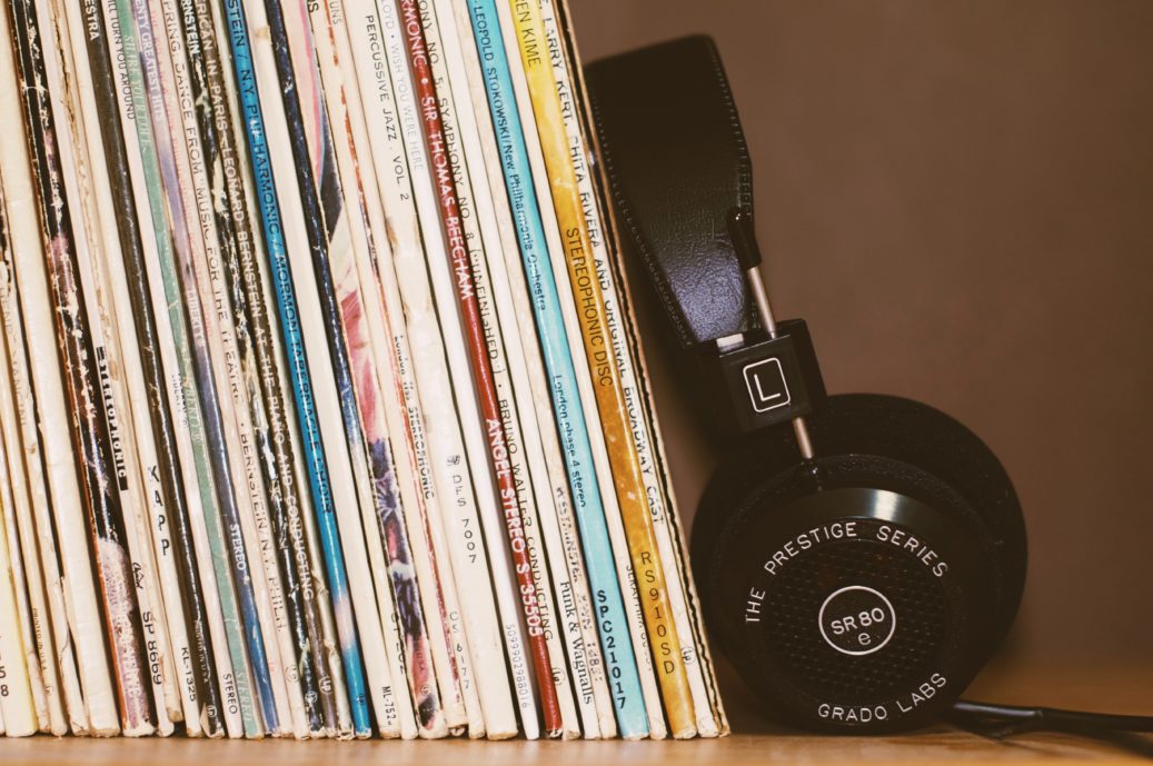 LPs and headphones