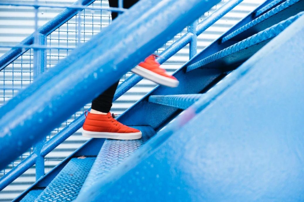 feet walking up stairs