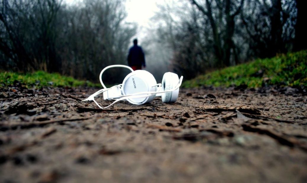 headphones left on a path