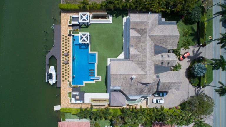 mansion from top down view