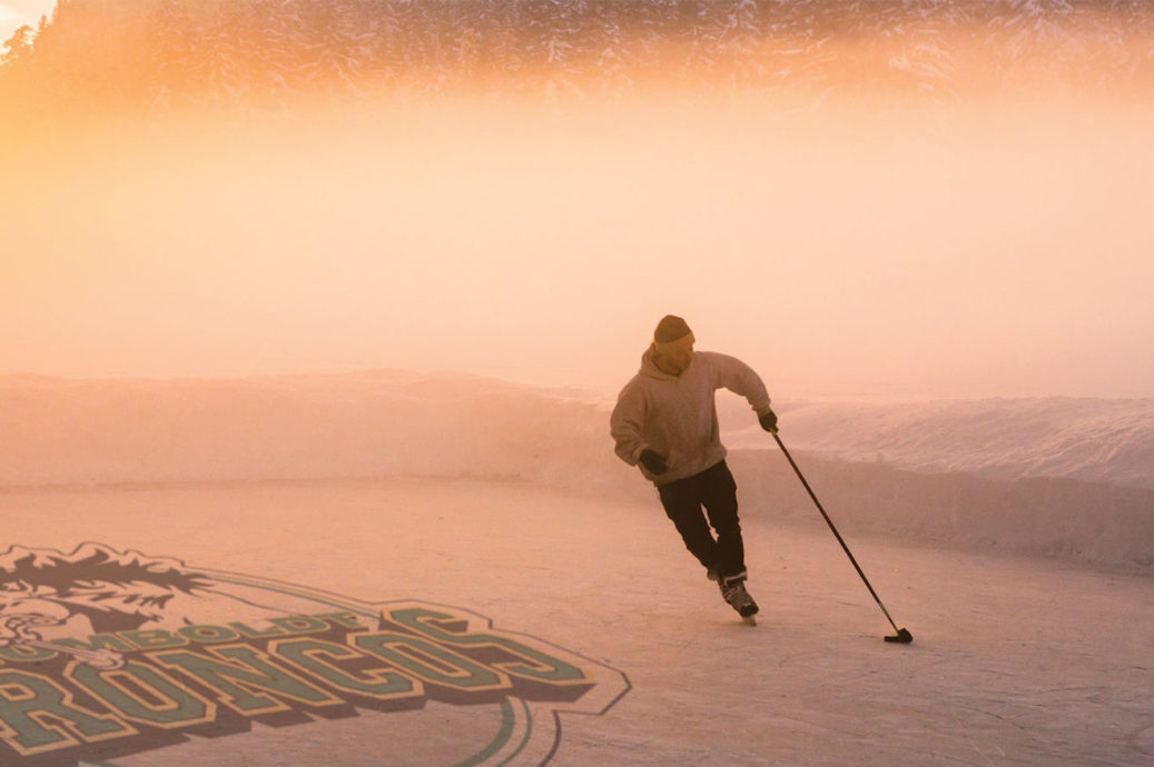 man playing hockey solo