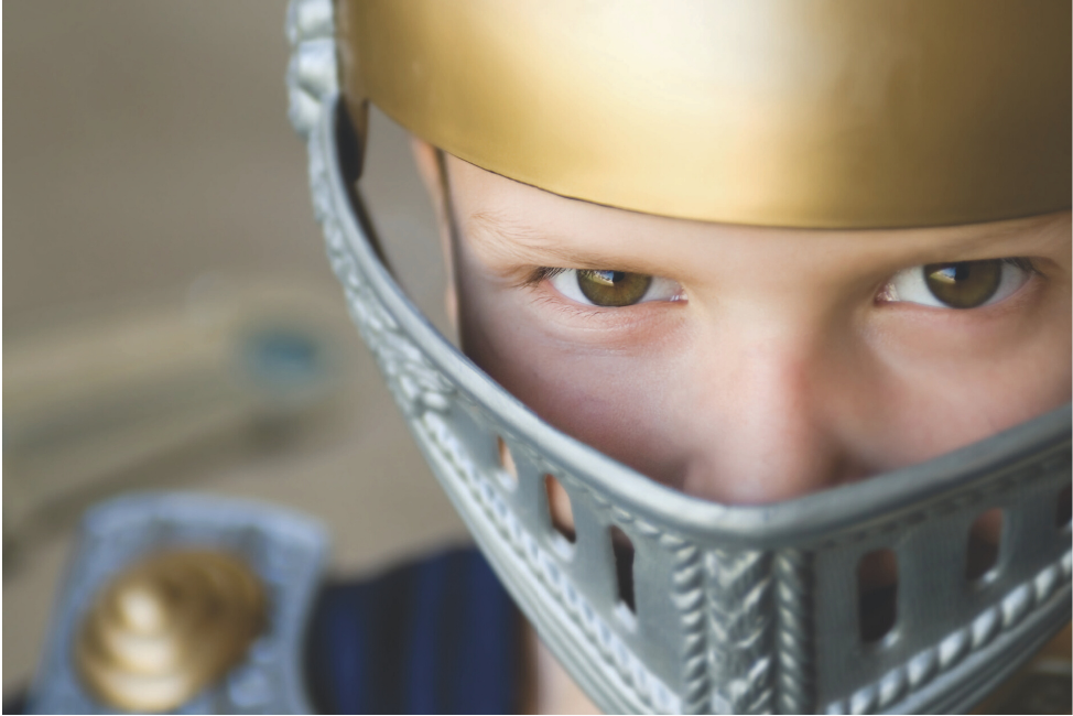 kid in armor helmet
