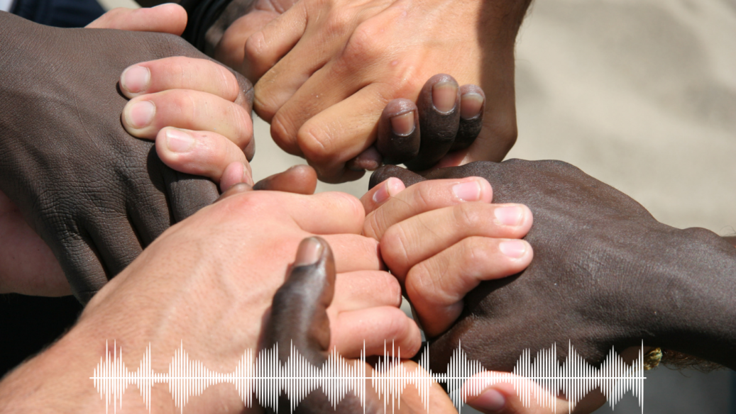 white, black, asian hands holding together